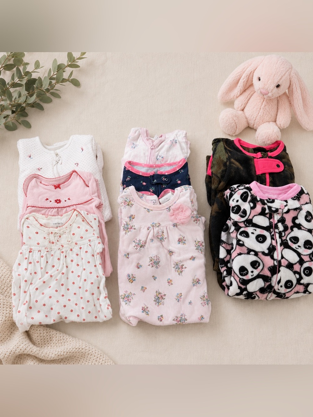 Baby Girl Pajama Bundle NB-12M Carter’s Sleep Sacks Footies 8 Piece